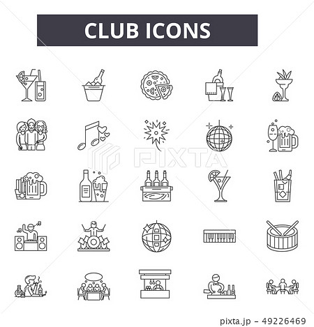 Club line icons for web and mobile design. Editable stroke signs. Club outline concept illustrations Club line icons for web and mobile design. Editable stroke signs. Club outline concept illustrations 49226469