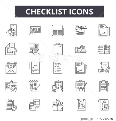 Checklist line icons for web and mobile design. Editable stroke signs. Checklist outline concept 49226570