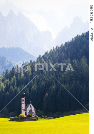Saint Johann church at the Dolomites alps Saint Johann church at the Dolomites alps 49226999