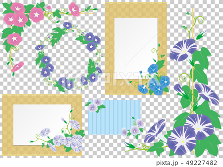 ベクター イラスト デザイン Ai Eps フレーム 飾り ラベル 花 植物 朝顔 夏 日本 和風のイラスト素材