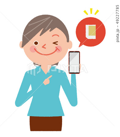 スマホ シニア 女性 格安 SIM イラスト ベクター スマホ シニア 女性 格安 SIM イラスト ベクター 49227785