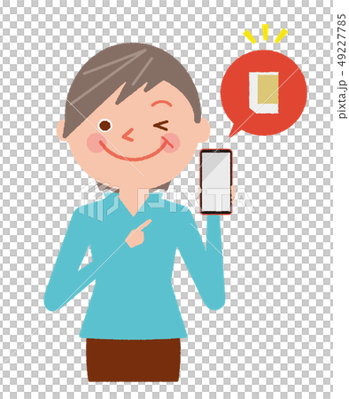 スマホ シニア 女性 格安 SIM イラスト ベクター スマホ シニア 女性 格安 SIM イラスト ベクター 49227785