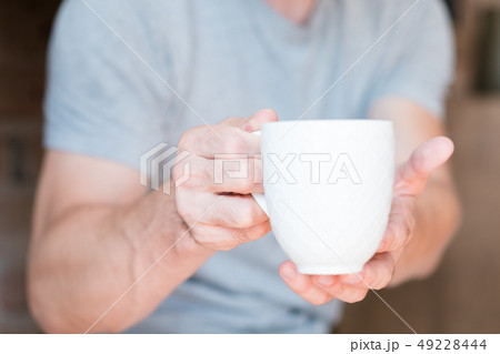 morning wake coffee time man cup energy 49228444