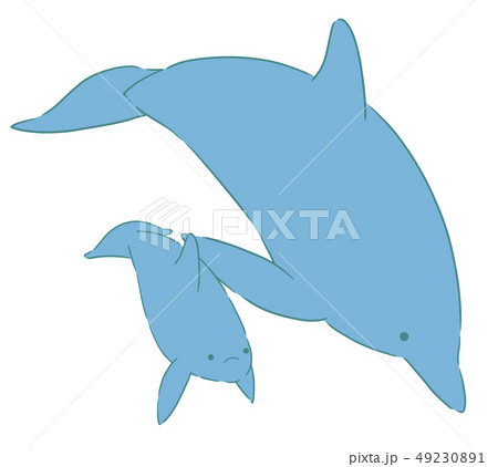 イルカの親子 ブルー のイラスト素材