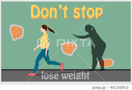 Woman runs along the wall.  49230953