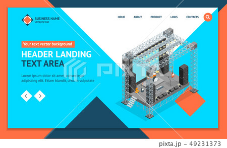 Stage for Street Performance Concept Landing Web Page Template 3d Isometric View. Vector 49231373