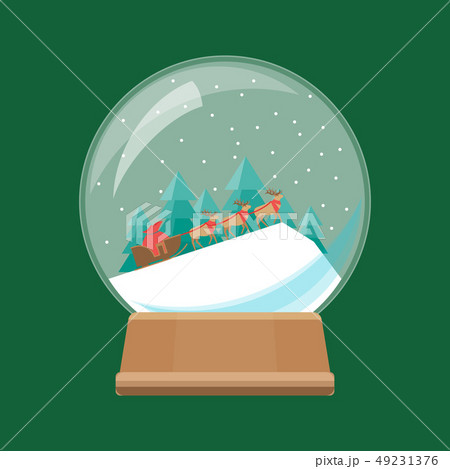 Cartoon Snow Globe and Sleigh with Deer. Vector Cartoon Snow Globe and Sleigh with Deer. Vector 49231376