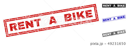 Grunge RENT A BIKE Scratched Rectangle Stamp Seals 49231650