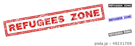 Grunge REFUGEES ZONE Textured Rectangle Stamps Grunge REFUGEES ZONE Textured Rectangle Stamps 49231709