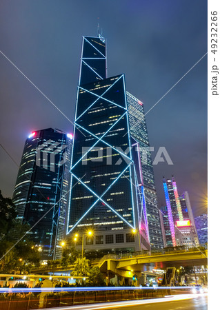 香港 中国銀行タワー 夜景 曇天 香港 中国銀行タワー 夜景 曇天 49232266