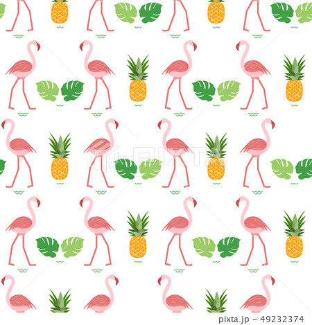 Pattern flamingo, monstera leaves, pineapples Pattern flamingo, monstera leaves, pineapples 49232374