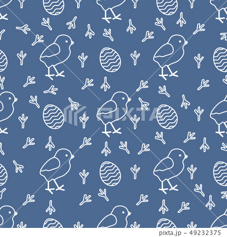 Seamless pattern with chicken, traces, eggs Seamless pattern with chicken, traces, eggs 49232375