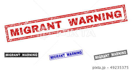Grunge MIGRANT WARNING Textured Rectangle Watermarks Grunge MIGRANT WARNING Textured Rectangle Watermarks 49235375