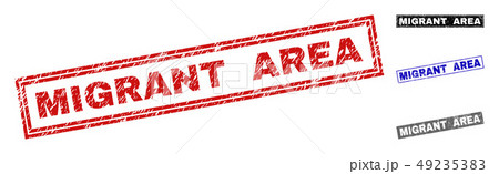 Grunge MIGRANT AREA Scratched Rectangle Stamps 49235383