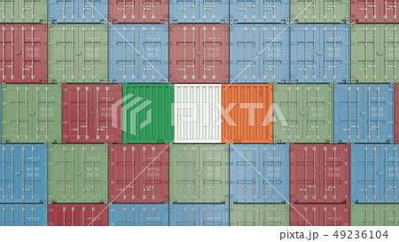 Cargo container with flag of Ireland. Irish import or export related 3D rendering 49236104