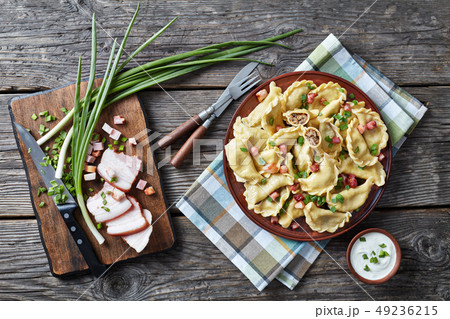 pierogies or dumplings with ground liver and meat pierogies or dumplings with ground liver and meat 49236215