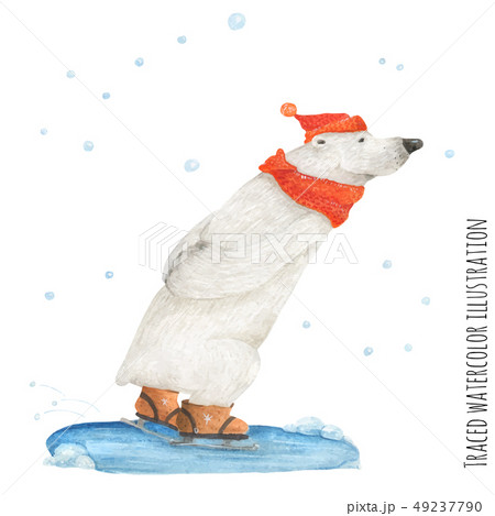 Polar Bear Skate In The Snowのイラスト素材