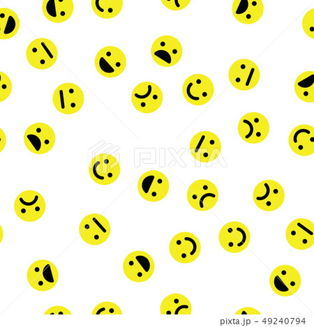 Emoji seamless pattern background. Simple yellow emoticons. Vector illustration 49240794