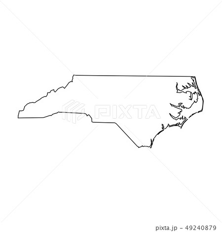 North Carolina, state of USA - solid black outline map of country area. Simple flat vector 49240879