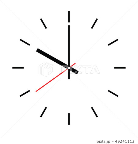 Clock face. Blank hour dial with hour, minute and second hand. Dashes mark hours. Simple flat vector Clock face. Blank hour dial with hour, minute and second hand. Dashes mark hours. Simple flat vector 49241112