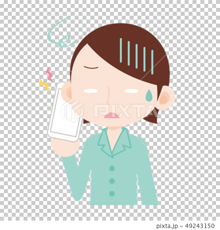 早朝から電話で起こされて迷惑する女性 49243150