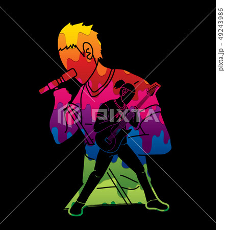 Musician playing music together, Music band vector 49243986
