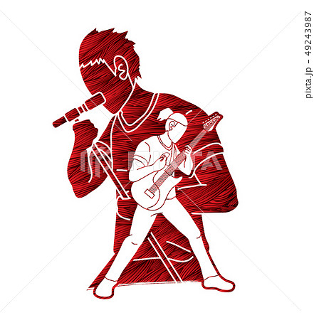 Musician playing music together, Music band vector 49243987