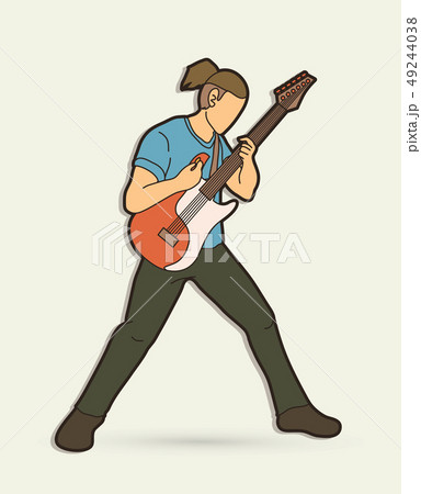 Musician playing electric guitar Music band vector 49244038