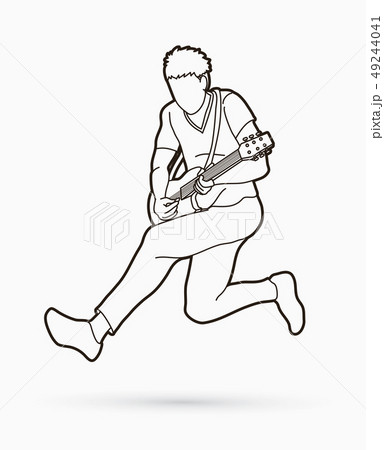 Musician playing electric guitar Music band vector 49244041