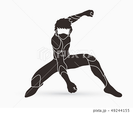 Superhero Landing Action Cartoon Superhero Manのイラスト素材
