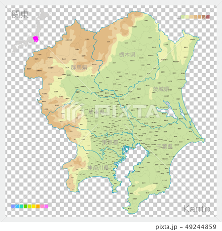 関東の地図 Kanto 等高線 色分け のイラスト素材 49244859 Pixta