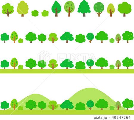 緑の木々のフッターイラストセット のイラスト素材