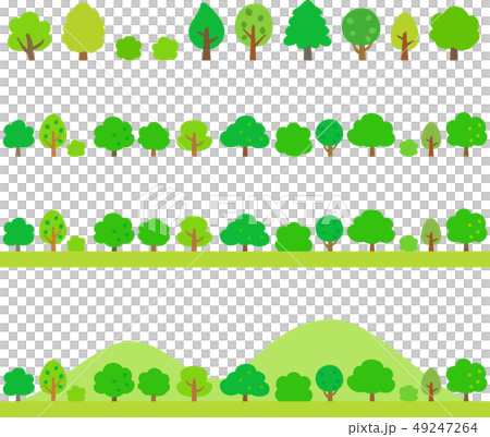 緑の木々のフッターイラストセット のイラスト素材