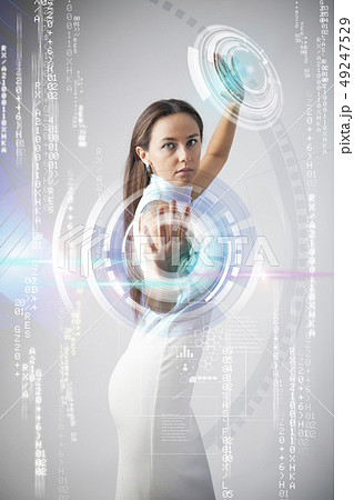 Young woman with future technologies 49247529