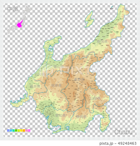 Map of Chubu Chubu (contour line / color coding) Map of Chubu Chubu (contour line / color coding) 49248463