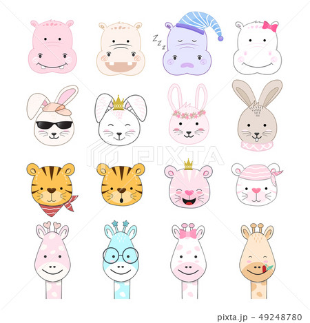 Cute baby animal cartoon character set 49248780