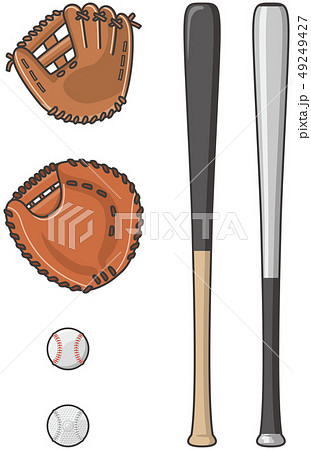 野球道具セットイラストのイラスト素材