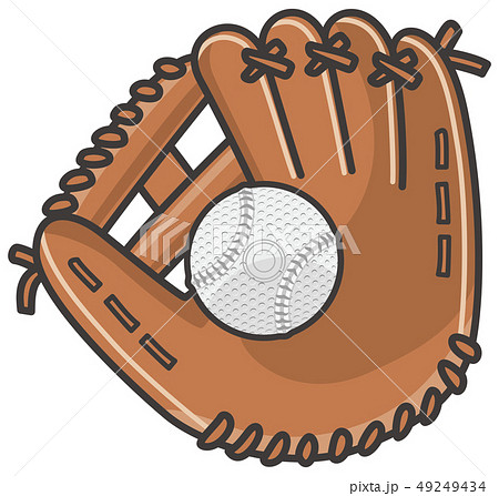 野球のグローブと軟式ボールのイラスト素材