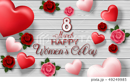 Happy Women's Day background on wood background Happy Women's Day background on wood background 49249985