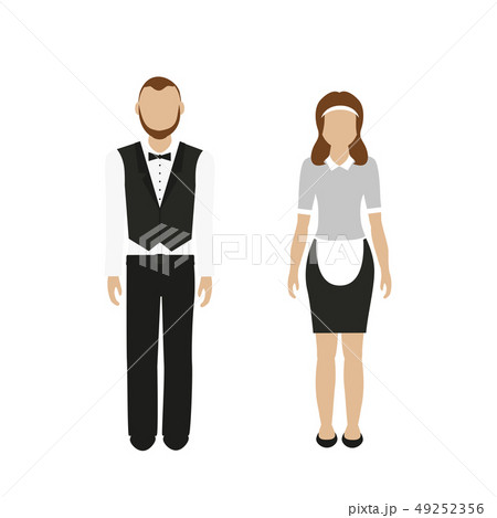 man and woman character butler and housemaid man and woman character butler and housemaid 49252356