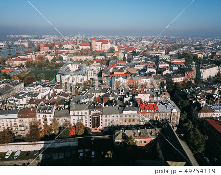 Aerial View of the Old Polish City of Krakow 49254119