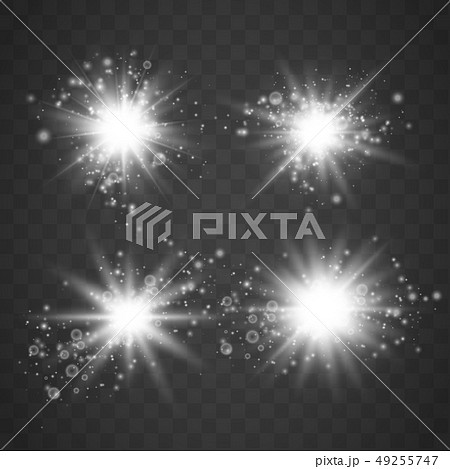 Set of Glowing Light Stars  49255747