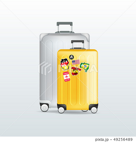 Silver And Yellow Travel Luggage のイラスト素材