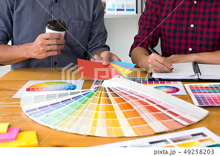 Graphic designers choose colors from the color. 49258203