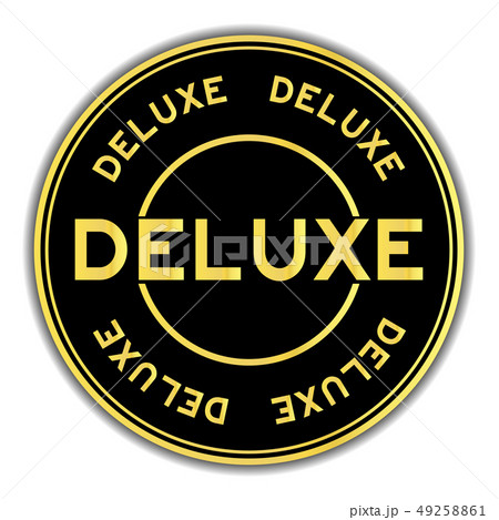 Black and gold color deluxe word round sticker 49258861