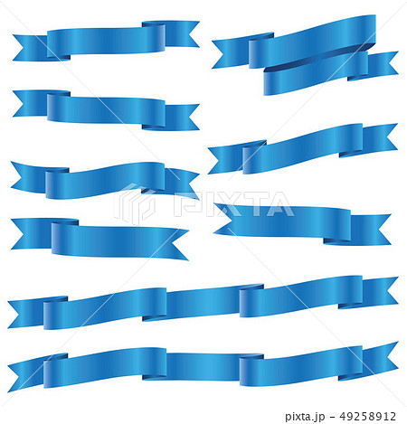 set of blue ribbon baner icon 49258912