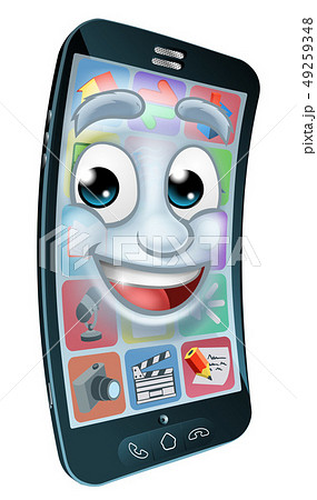 Mobile Cell Phone Mascot Cartoon Character Mobile Cell Phone Mascot Cartoon Character 49259348