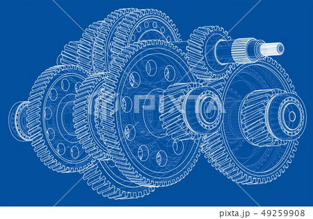 Outline gearbox concept. Vector 49259908
