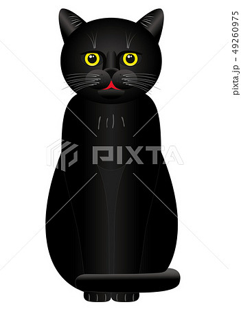 お座り黒猫のイラスト素材