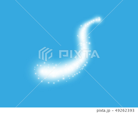 Magic glowing spark swirl trail effect isolated on blue background. Bokeh glitter wave line with 49262393